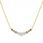 14K YELLOW GOLD EMBERLIGHT WHITE & BROWN DIAMOND SMILE NECKLACE