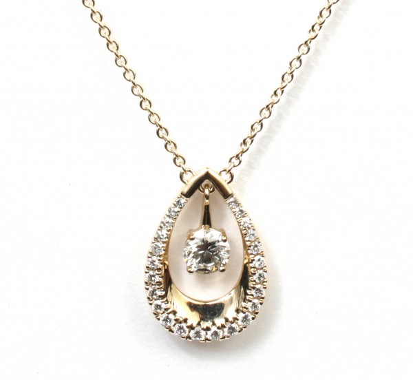 14K YELLOW GOLD HEARTBEAT DIAMOND PENDANT