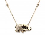 14K YELLOW GOLD DIAMOND ELEPHANT STATION NECKLACE