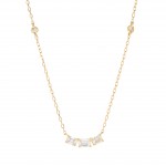 18K YELLOW GOLD EMERALD CUT DIAMOND NECKLACE