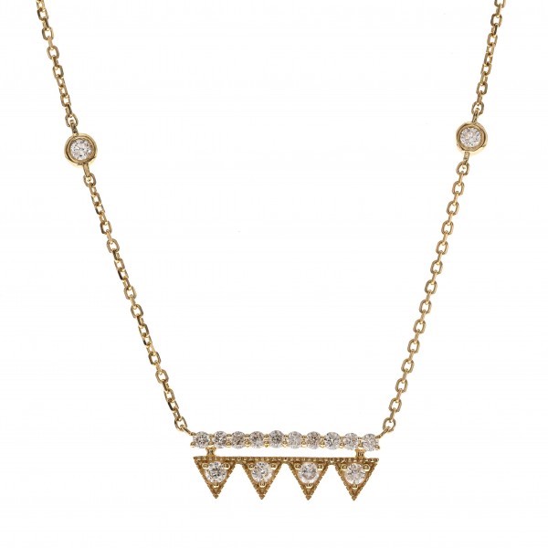 18K YELLOW GOLD DIAMOND GEOMETRIC NECKLACE