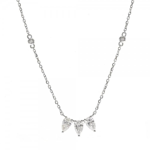 14K WHITE GOLD PEAR DIAMOND PENDANT