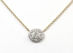 14K Yellow and White Gold Oval Halo Pendant Necklace .49ctw