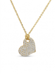 14K YELLOW GOLD PAVE DIAMOND HEART PENDANT