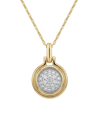 14K YELLOW GOLD PAVE DIAMOND PENDANT
