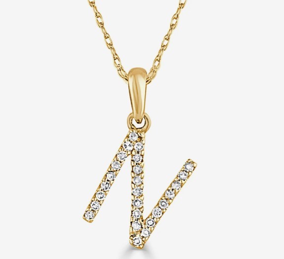 14K YELLOW GOLD DIAMOND N INITIAL NECKLACE