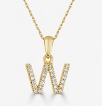 14K YELLOW GOLD DIAMOND W INITIAL PENDANT