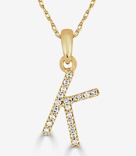 14K YELLOW GOLD DIAMOND K INITIAL PENDANT