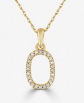 14K YELLOW GOLD DIAMOND O INITIAL PENDANT