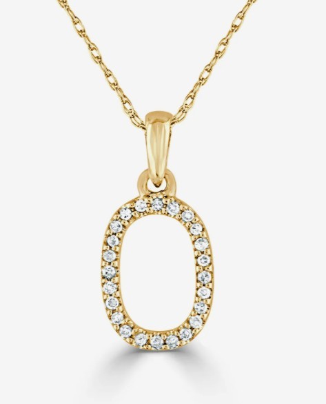14K YELLOW GOLD DIAMOND O INITIAL PENDANT