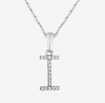 14K WHITE GOLD DIAMOND INITIAL I PENDANT