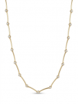 14K YELLOW GOLD DIAMOND STATION BAR NECKLACE