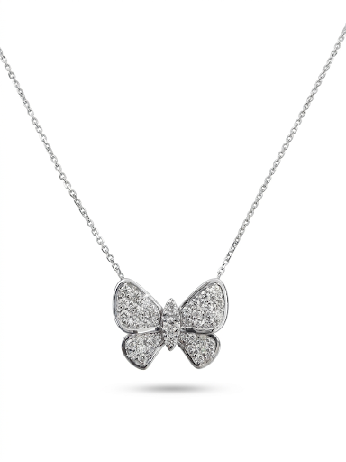 14K WHITE GOLD DIAMOND BUTTERFLY PENDANT