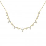 14K YELLOW GOLD DIAMOND CLUSTER NECKLACE