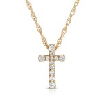 14K YELLOW GOLD DIAMOND CROSS PENDANT