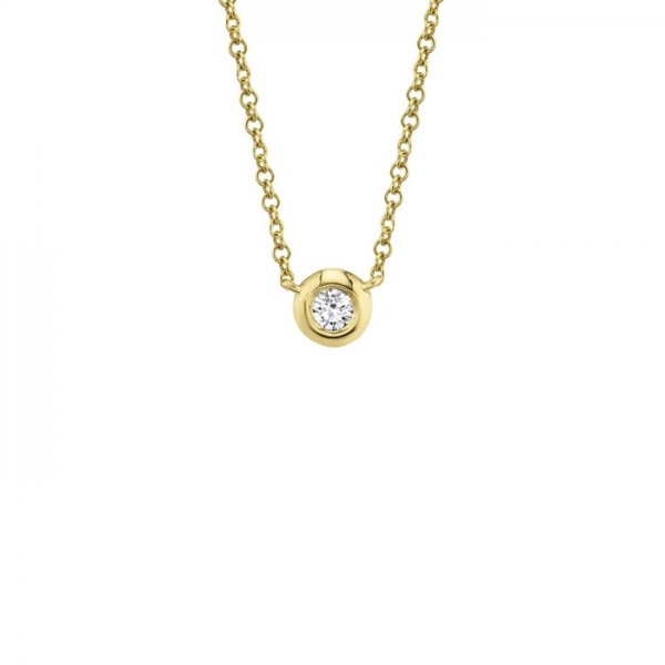 14K YELLOW GOLD DIAMOND BEZEL NECKLACE .10CT