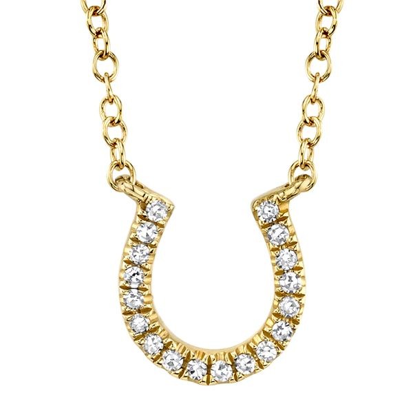 14K YELLOW GOLD DIAMOND HORSESHOE PENDANT