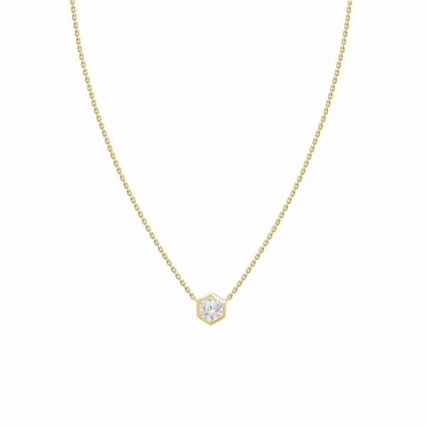 14K YELLOW GOLD DIAMOND .19CT HEXAGON PENDANT