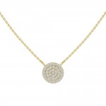 14K YELLOW GOLD DIAMOND PAVE DISC PENDANT .12CTW