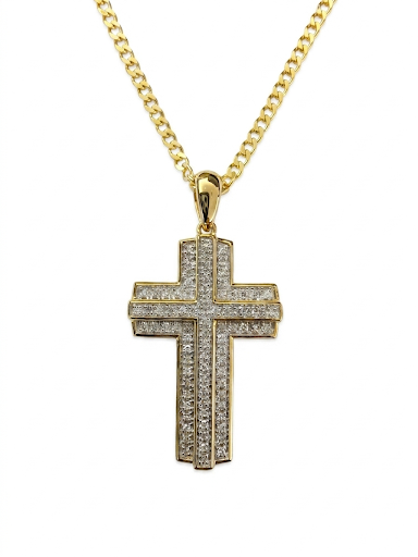 10K YELLOW GOLD DIAMOND CROSS PENDANT
