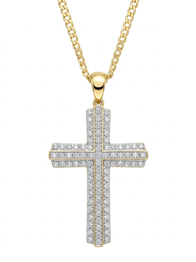 10K YELLOW GOLD DIAMOND CROSS PENDANT