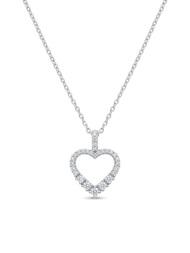 14K WHITE GOLD DIAMOND HEART PENDANT