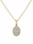 14K YELLOW GOLD DIAMOND OVAL CLUSTER PENDANT