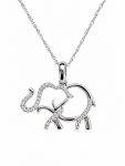 14K WHITE GOLD DIAMOND ELEPHANT PENDANT