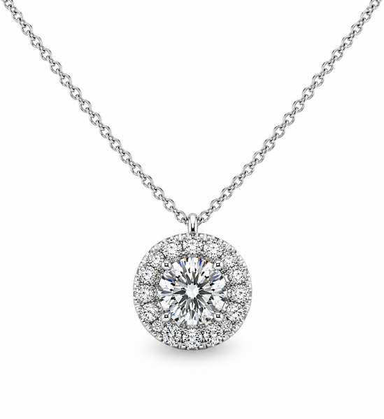 14K WHITE GOLD DIAMOND CLUSTER PENDANT
