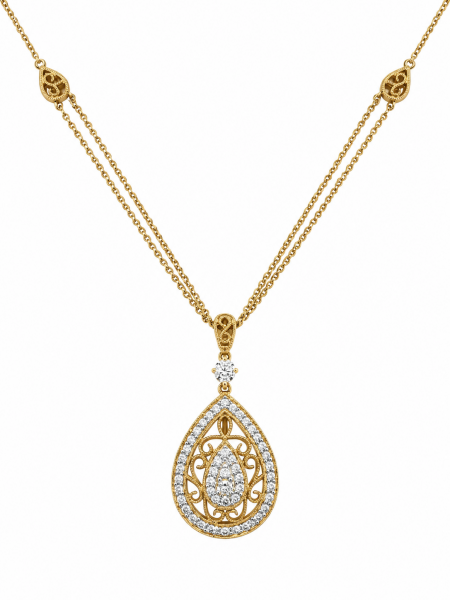 14K YELLOW GOLD DIAMOND TEARDROP PENDANT