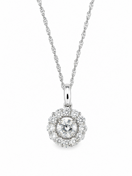 18K WHITE GOLD DIAMOND PENDANT NECKLACE