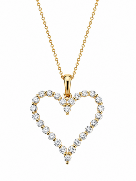 14K YELLOW GOLD DIAMOND HEART PENDANT