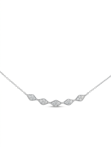 14K WHITE GOLD DIAMOND CURVED BAR FASHION PENDANT