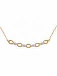 14K YELLOW GOLD DIAMOND LINK BAR NECKLACE