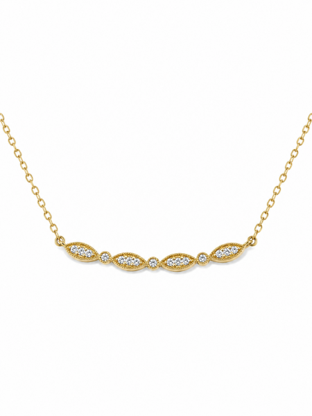 14K YELLOW GOLD DIAMOND CURVED BAR NECKLACE