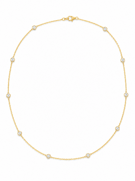 14K YELLOW GOLD DIAMOND STATION NECKLACE