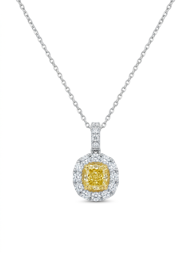 18K WHITE AND YELLOW GOLD FANCY YELLOW DIAMOND PENDANT