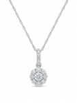 14K WHITE GOLD DIAMOND FLOWER PENDANT