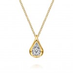 14K TWO TONED DIAMOND TEARDROP PENDANT