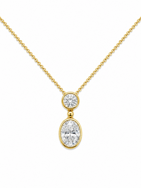 14K YELLOW GOLD DIAMOND DROP  NECKLACE
