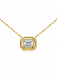 14K YELLOW GOLD EMERALD CUT DIAMOND PENDANT