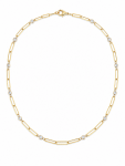 14K TWO TONE DIAMOND BEZEL SET NECKLACE