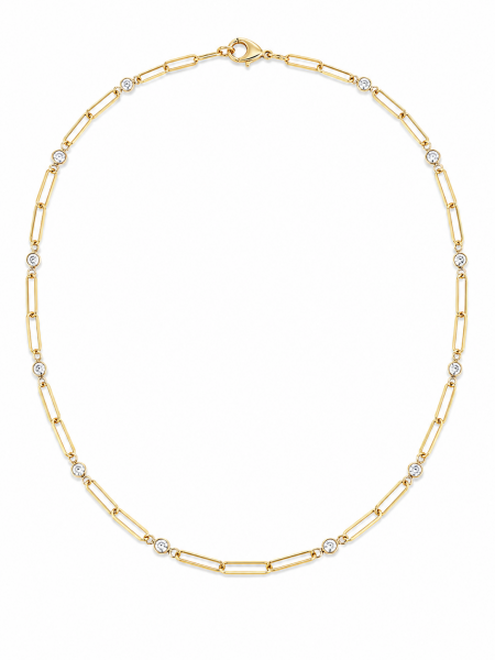 14K TWO TONE DIAMOND BEZEL SET NECKLACE