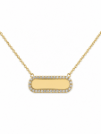 14K YELLOW GOLD DIAMOND ID PLATE NECKLACE