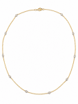 14K TWO TONE DIAMOND STATION NECKLACE