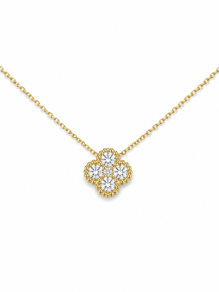 14K YELLOW GOLD DIAMOND CLOVER NECKLACE