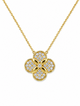 14K YELLOW GOLD DIAMOND FLOWER NECKLACE