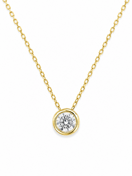 14K YELLOW GOLD DIAMOND BEZEL SET PENDANT