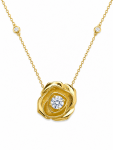 14K YELLOW GOLD DIAMOND FLOWER PENDANT