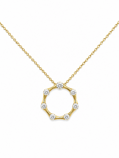 14K YELLOW GOLD DIAMOND CIRCLE PENDANT